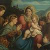 圣母玛利亚和圣子约瑟，露西，还有一个女人和一个男孩在祈祷