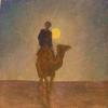 背着太阳骑在骆驼上的人