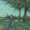 Farmer with sheep on country road at Rijpwetering