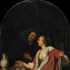 Interior with a man and a woman with oysters
