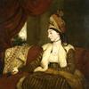 鲍德温夫人的肖像（1763-1839）全长，坐在一张红色的长沙发上