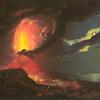 火山喷发中的维苏威火山，俯瞰那不勒斯湾的岛屿
