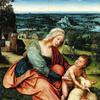 Madonna and Child with a lamb against a landscape