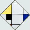 黄色、黑色、蓝色、红色和灰色的菱形构图