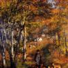 画家朱尔斯·勒科尔在枫丹白露森林里遛狗